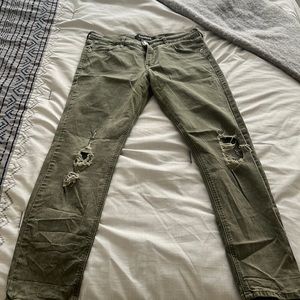 Army green Express vintage skinny high rise jeans